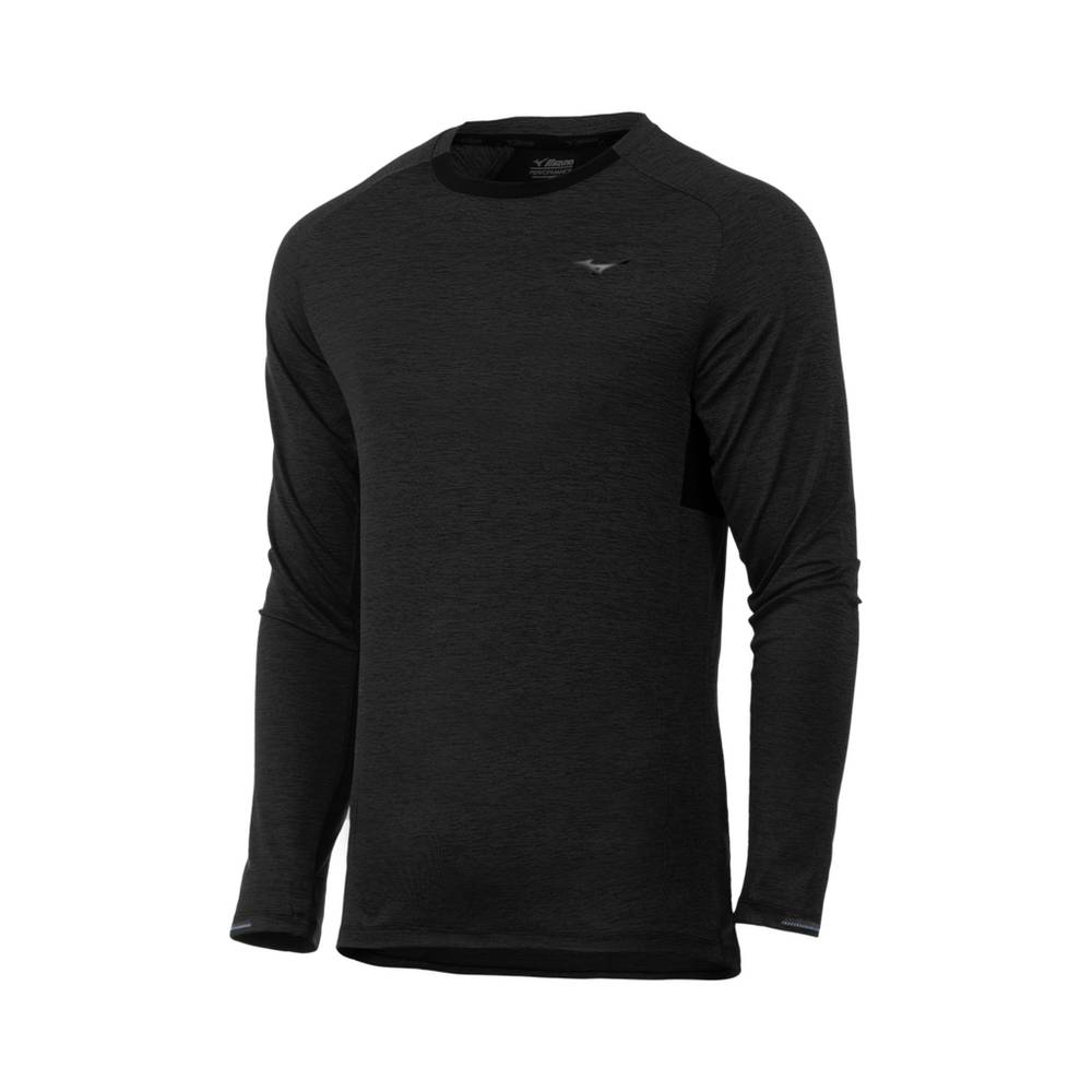 Mizuno Alpha Long Sleeve - Erkek Gömlek - Siyah Türkiye (ECFSBN-132)